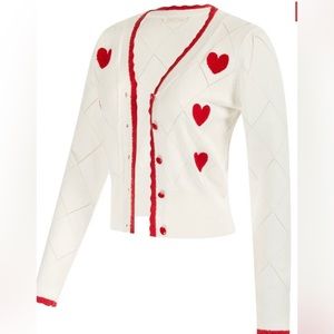 White Sweater with Red Hearts